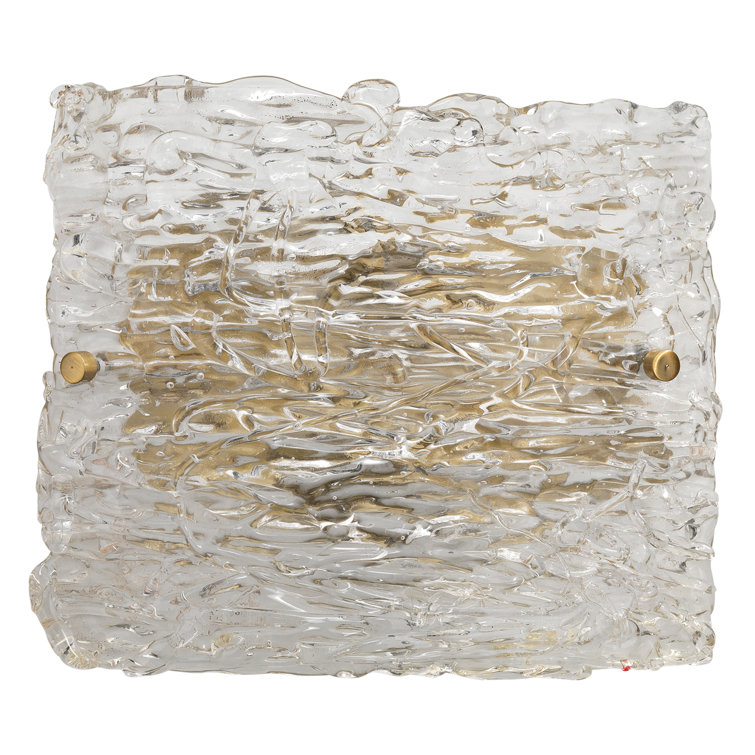 Antique Brass Dual-Light Sconce with Textured Glass