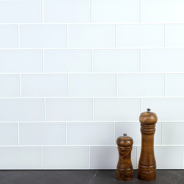 Super White Glass Peel and Stick Subway Tile 3'' x 6''