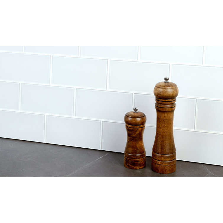 Super White Glass Peel and Stick Subway Tile 3'' x 6''
