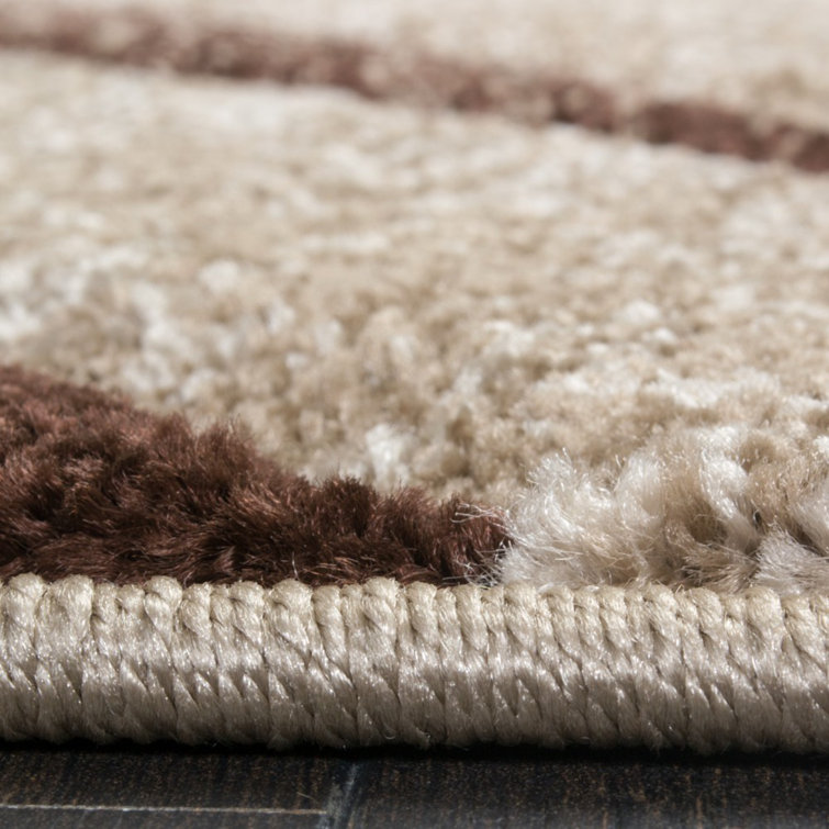 Arhan Abstract Brown Beige High-Low Pile Area Rug