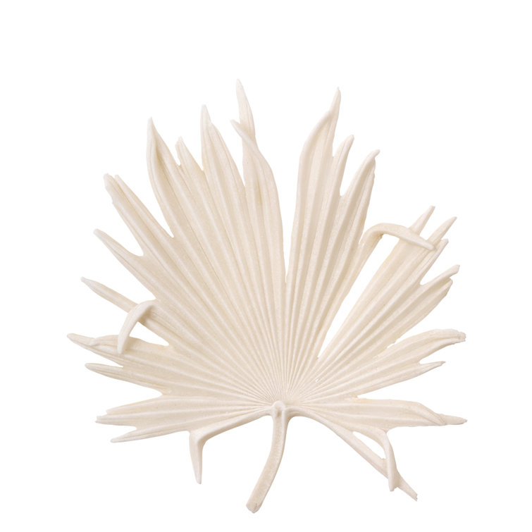 Modern Island Leaf Wall Figurine in Off-White Resin