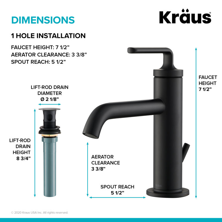 Ramus 7'' Matte Black Stainless Steel Bathroom Sink Faucet
