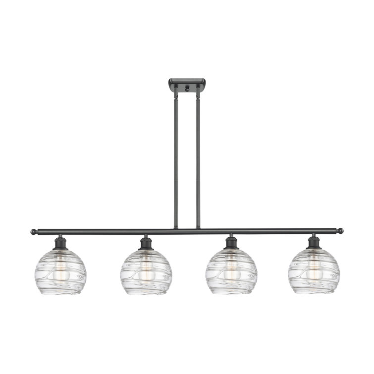Vintage Globe 4-Light Matte Black Island Pendant with Chrome Accents