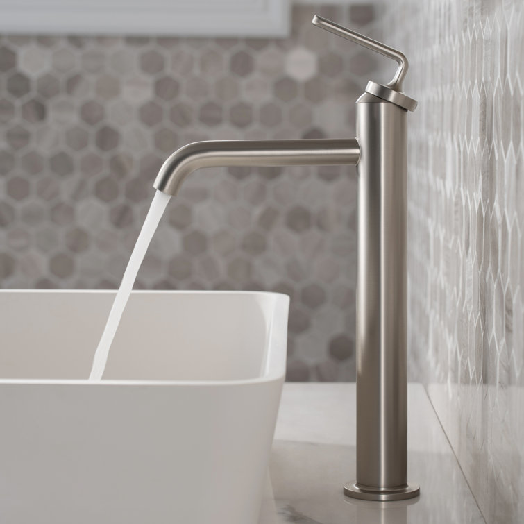 Brushed Nickel Stainless Steel Single Handle Vessel Sink Faucet