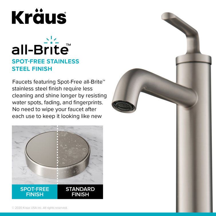Brushed Nickel Stainless Steel Single Handle Vessel Sink Faucet