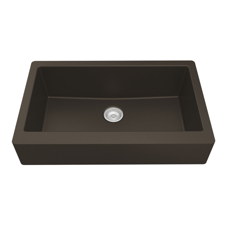 Karran Brown Quartz 34'' Single Bowl Farmhouse Kitchen Sink Kit