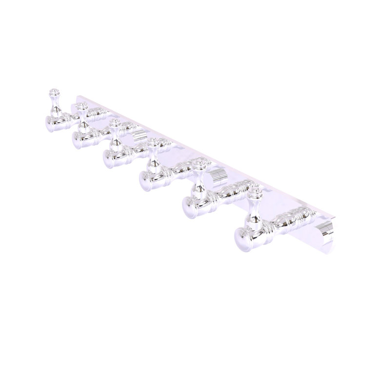 Polished Chrome 6-Position Wall Mounted Hook Rack
