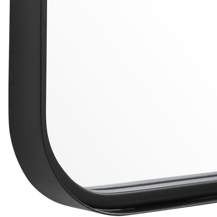 Adrienne Satin Black Metal Rectangular Vanity Wall Mirror 38''x24''