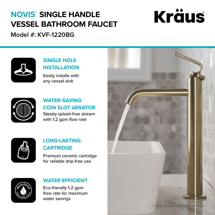 Ramus Vessel Chrome Single Handle Bathroom Faucet with Pop-Up Drain
