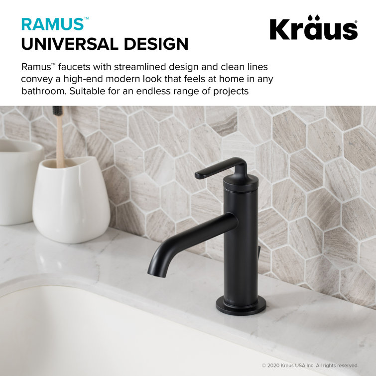 Ramus 7'' Matte Black Stainless Steel Bathroom Sink Faucet