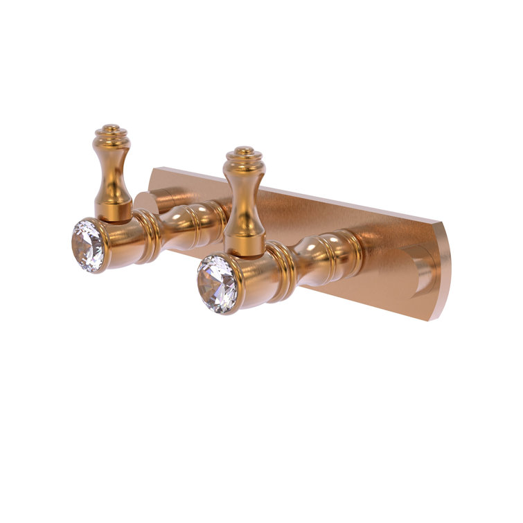 Brushed Bronze Crystal Accented Wall Mounted Hook Rack