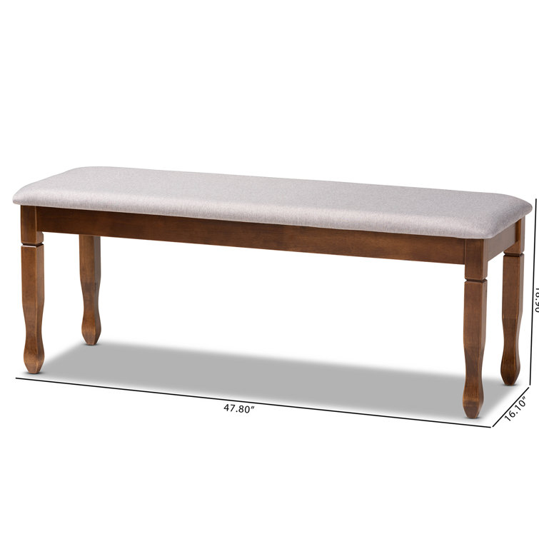 Corey 48'' Gray Fabric and Walnut Wood Classic Dining Bench