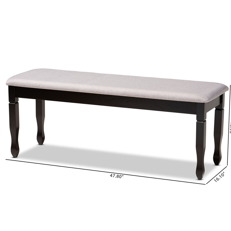 Elegant Corey Dark Brown and Gray Upholstered 48" Wood Dining Bench