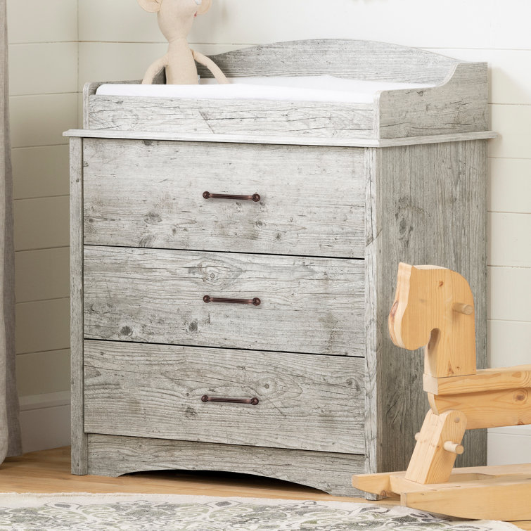 Seaside Pine Vintage-Style Changing Table Dresser with Drawers
