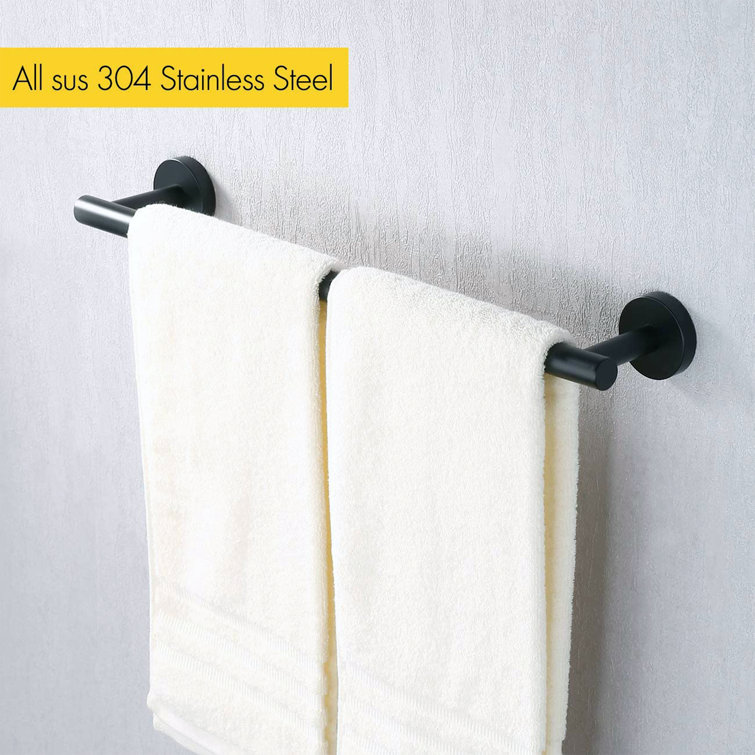 Matte Black 18'' Stainless Steel Wall Mounted Towel Bar