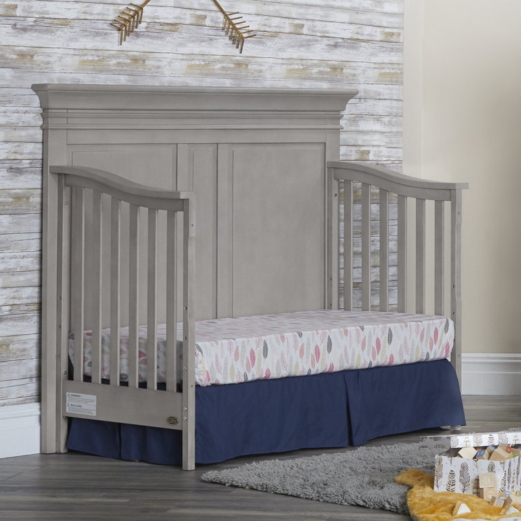 Vienna Ash Gray 4-in-1 Convertible Crib with Bold Headboard