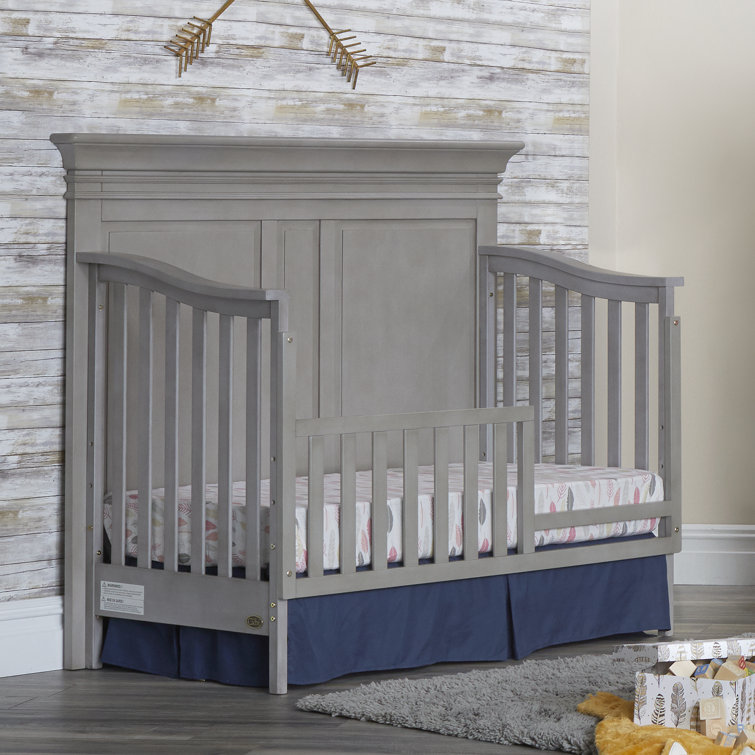 Vienna Ash Gray 4-in-1 Convertible Crib with Bold Headboard