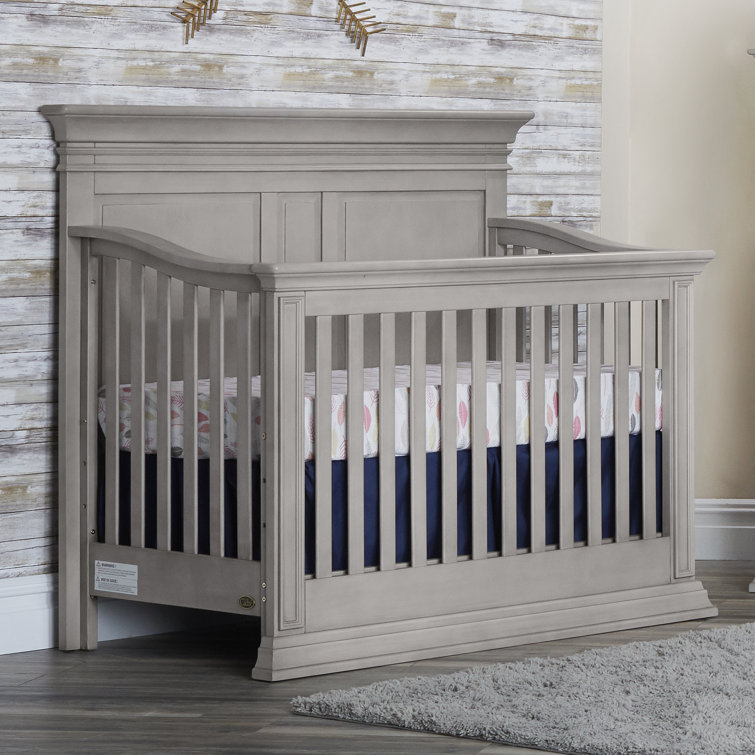 Vienna Ash Gray 4-in-1 Convertible Crib with Bold Headboard