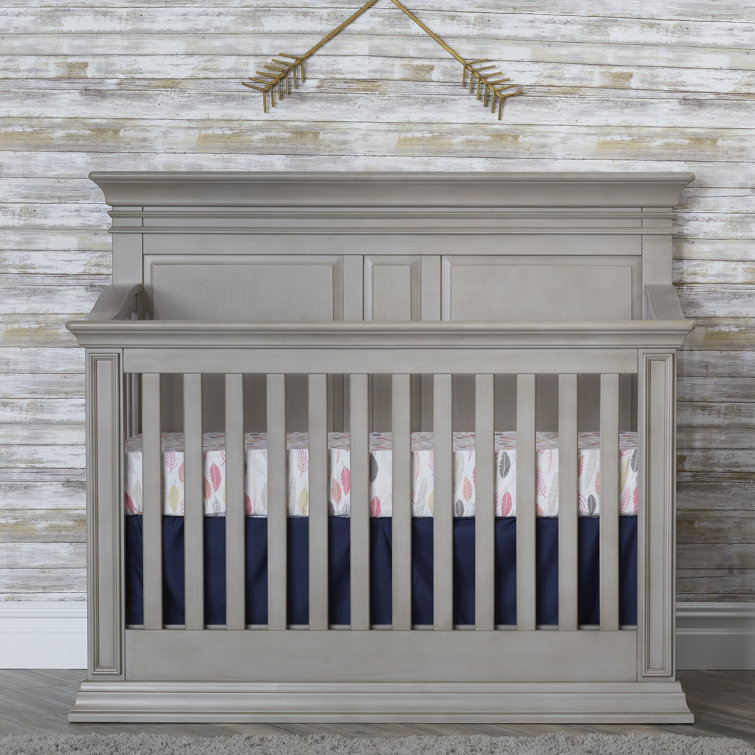 Vienna Ash Gray 4-in-1 Convertible Crib with Bold Headboard