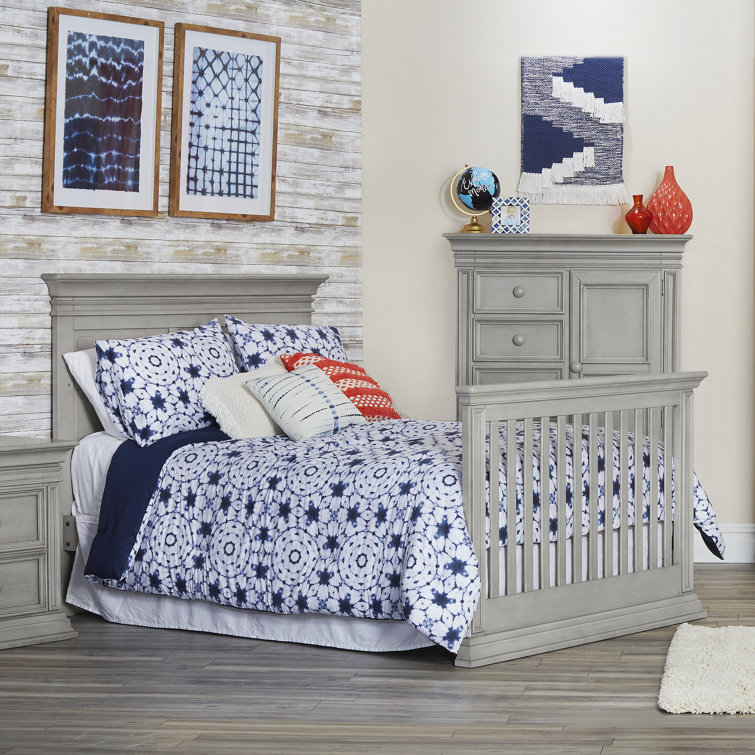 Vienna Ash Gray 4-in-1 Convertible Crib with Bold Headboard