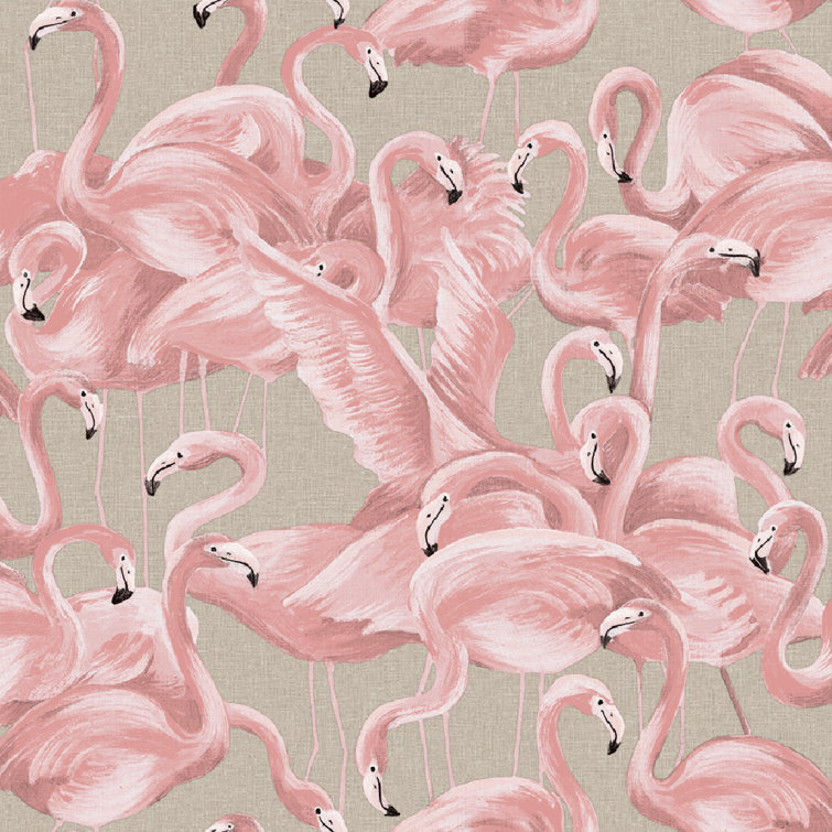 Ballerina Pink Flamingo Vinyl Peel and Stick Wallpaper Roll