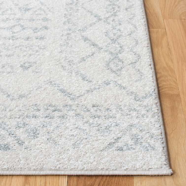 Gray Geometric 6' x 9' Hand-Knotted Synthetic Area Rug