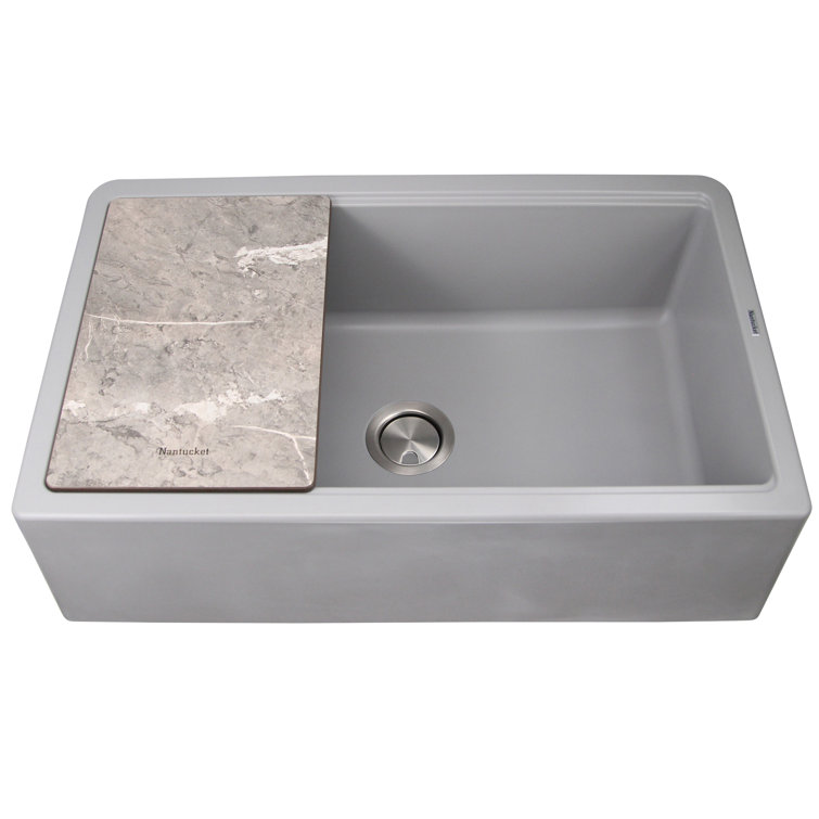 Plymouth 33'' Gray Granite Farmhouse Single Bowl Kitchen Sink