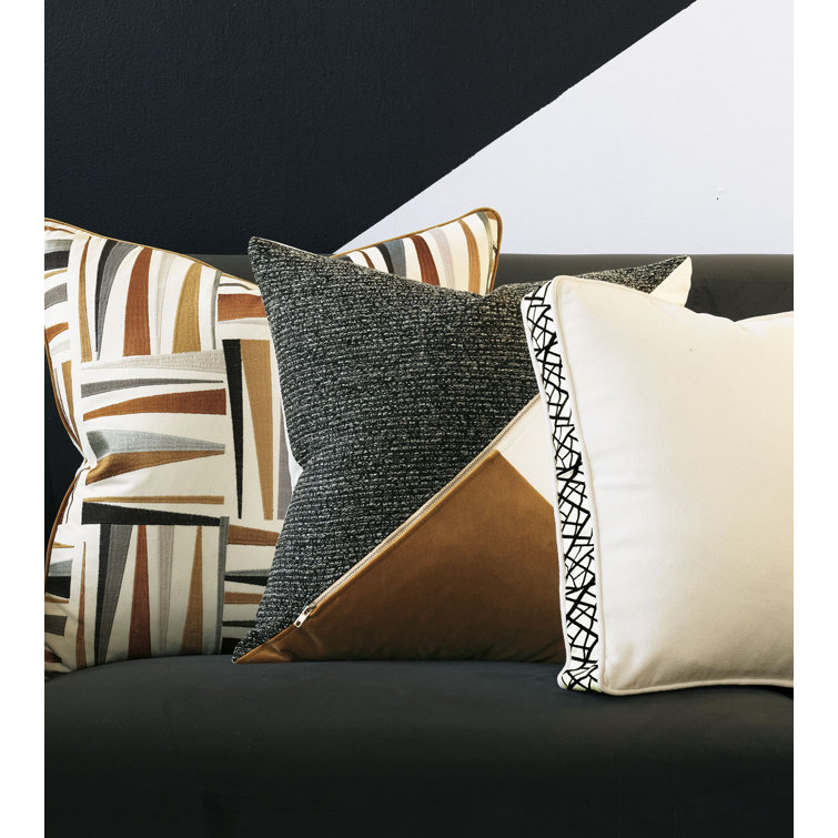 Modern Tri-Color Square Polyester Throw Pillow