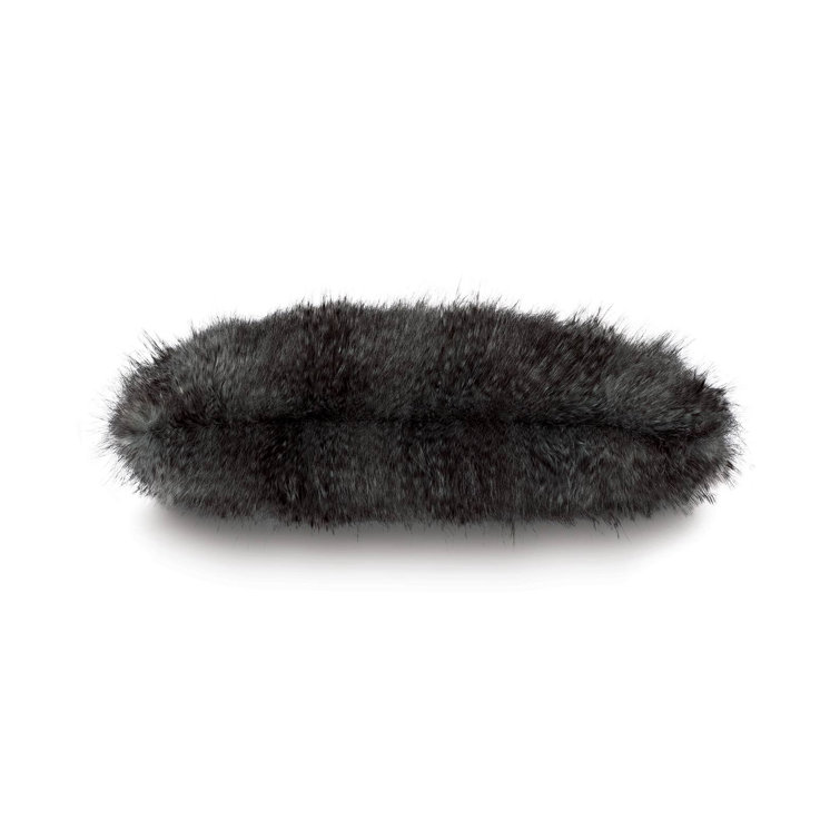 Indochine Rectangular Dark Faux Fur Lumbar Pillow
