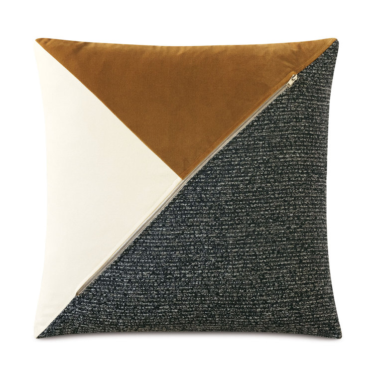 Modern Tri-Color Square Polyester Throw Pillow