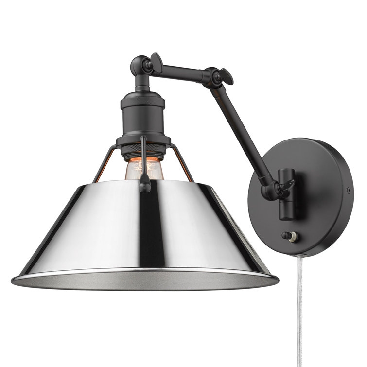 Modern Black Articulating Sconce with Chrome Shade