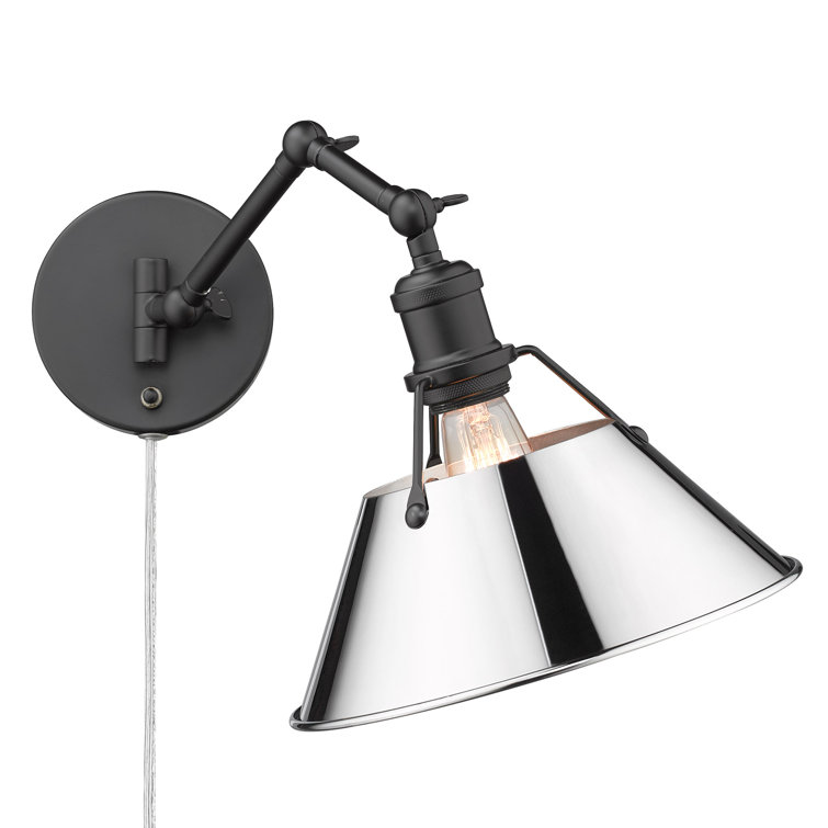 Modern Black Articulating Sconce with Chrome Shade