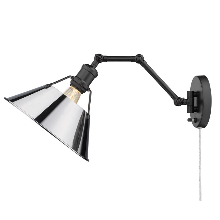 Modern Black Articulating Sconce with Chrome Shade