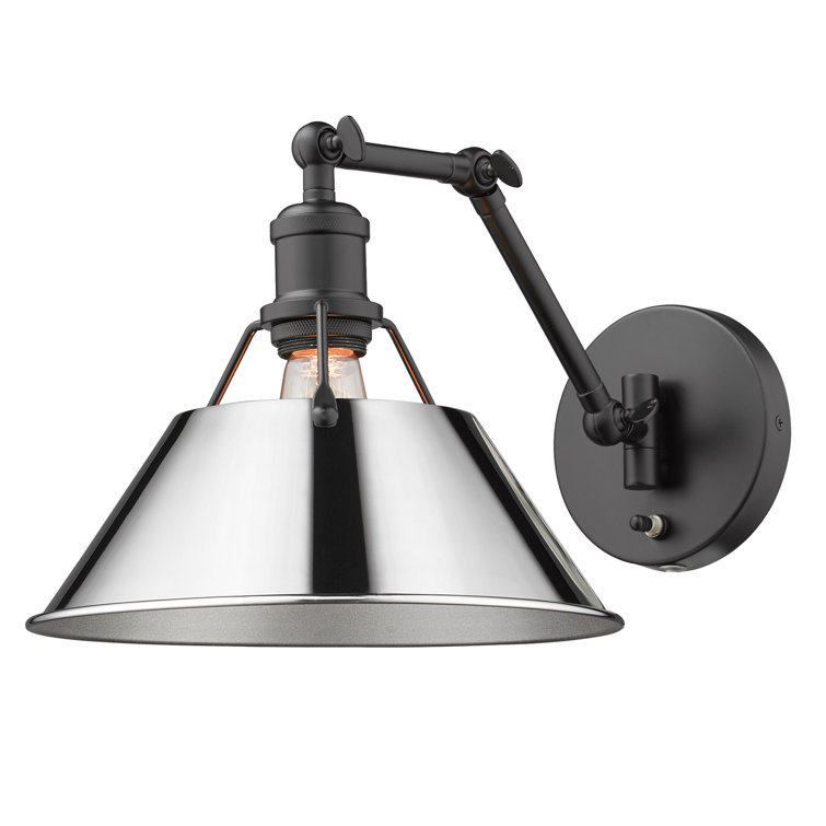Modern Black Articulating Sconce with Chrome Shade