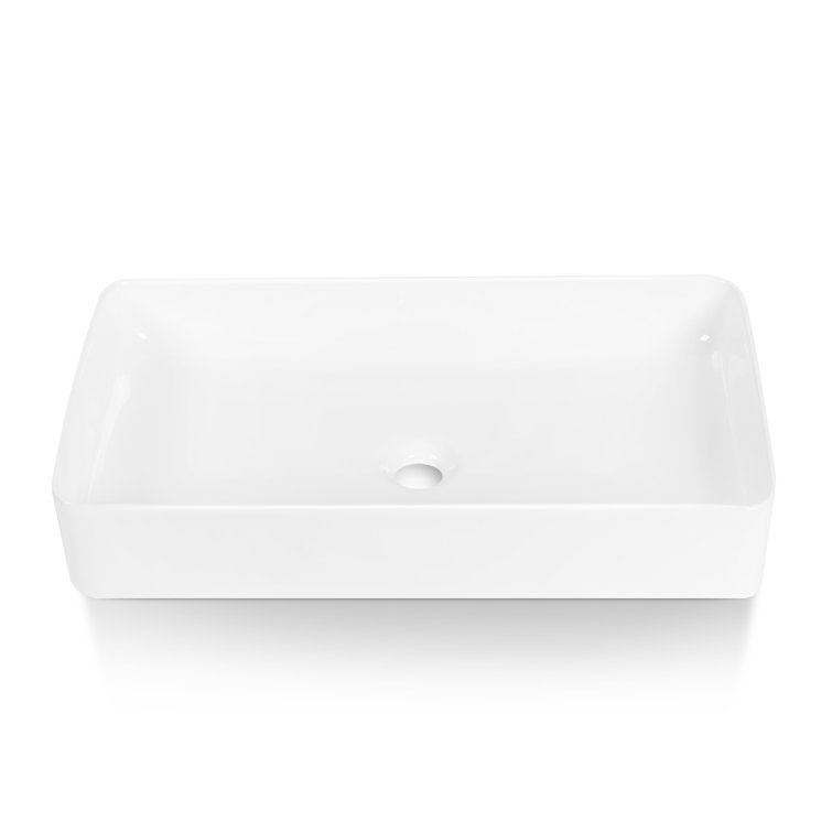 Sinber 24" White Rectangular Ceramic Bathroom Vessel Sink