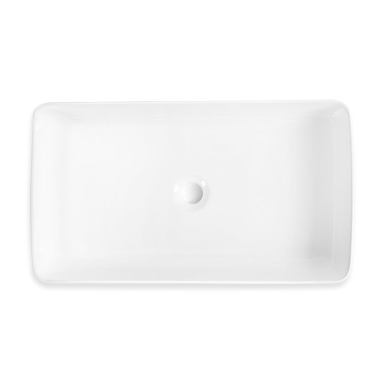 Sinber 24" White Rectangular Ceramic Bathroom Vessel Sink
