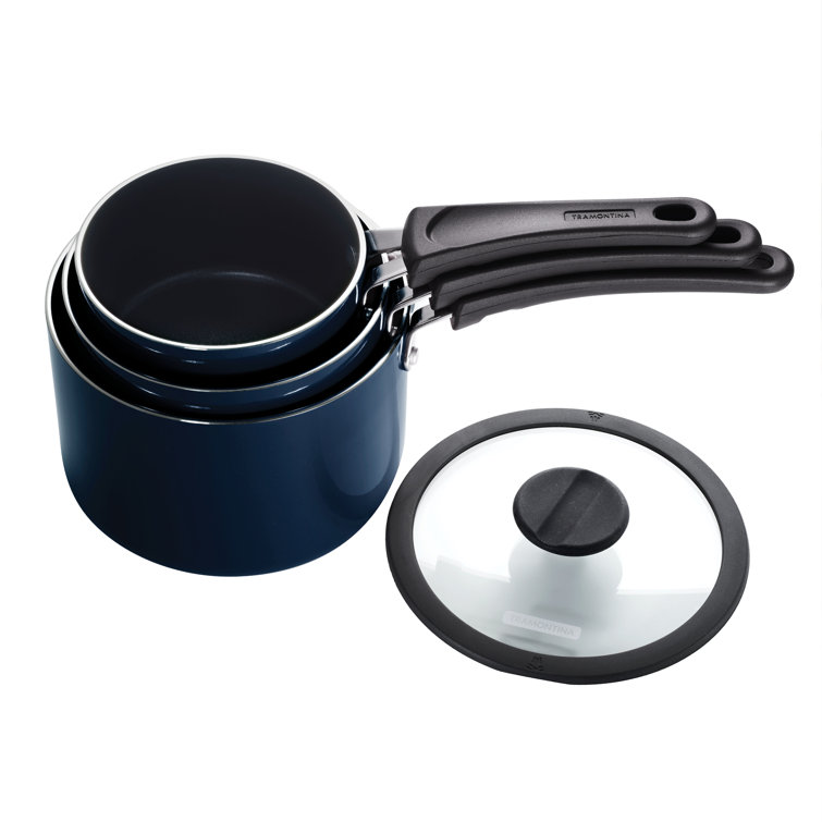 Navy Aluminum Non-Stick 6-Piece Nesting Sauce Pan Set