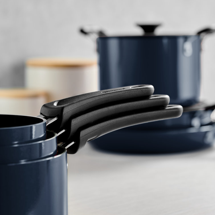 Navy Aluminum Non-Stick 6-Piece Nesting Sauce Pan Set