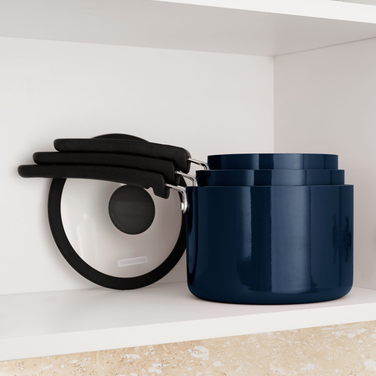Navy Aluminum Non-Stick 6-Piece Nesting Sauce Pan Set