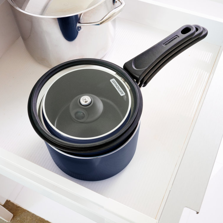 Navy Aluminum Non-Stick 6-Piece Nesting Sauce Pan Set