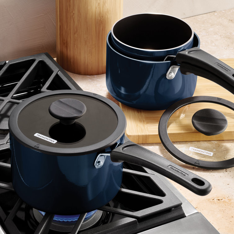 Navy Aluminum Non-Stick 6-Piece Nesting Sauce Pan Set