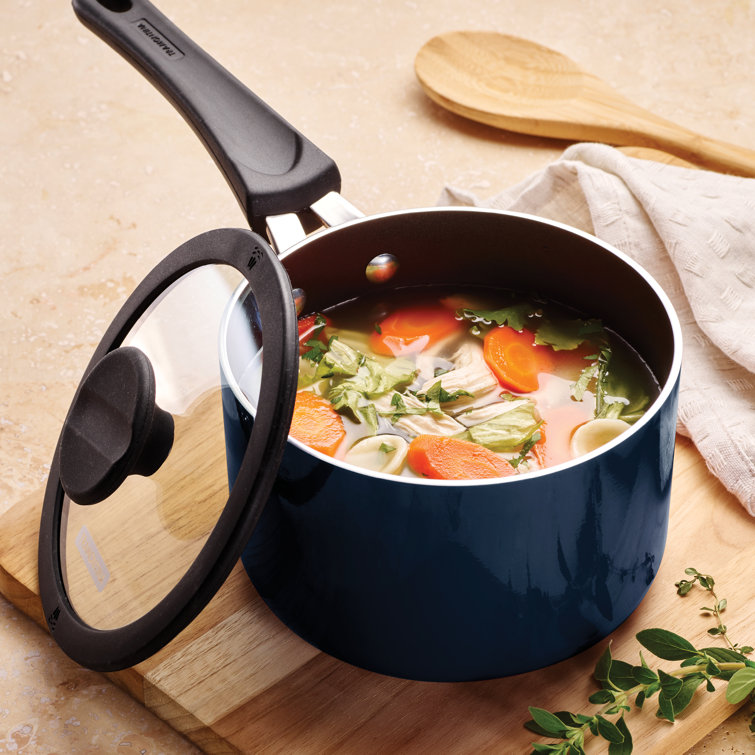 Navy Aluminum Non-Stick 6-Piece Nesting Sauce Pan Set