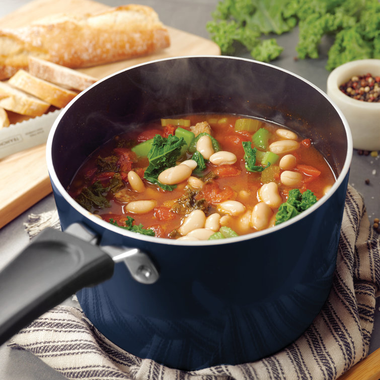 Navy Aluminum Non-Stick 6-Piece Nesting Sauce Pan Set