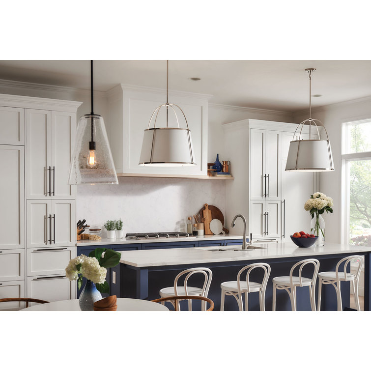 Warm Brass and Black 4-Light Drum Chandelier
