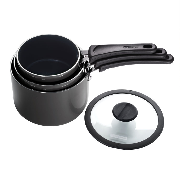 Gray Aluminum Nonstick 6-Piece Nesting Sauce Pan Set
