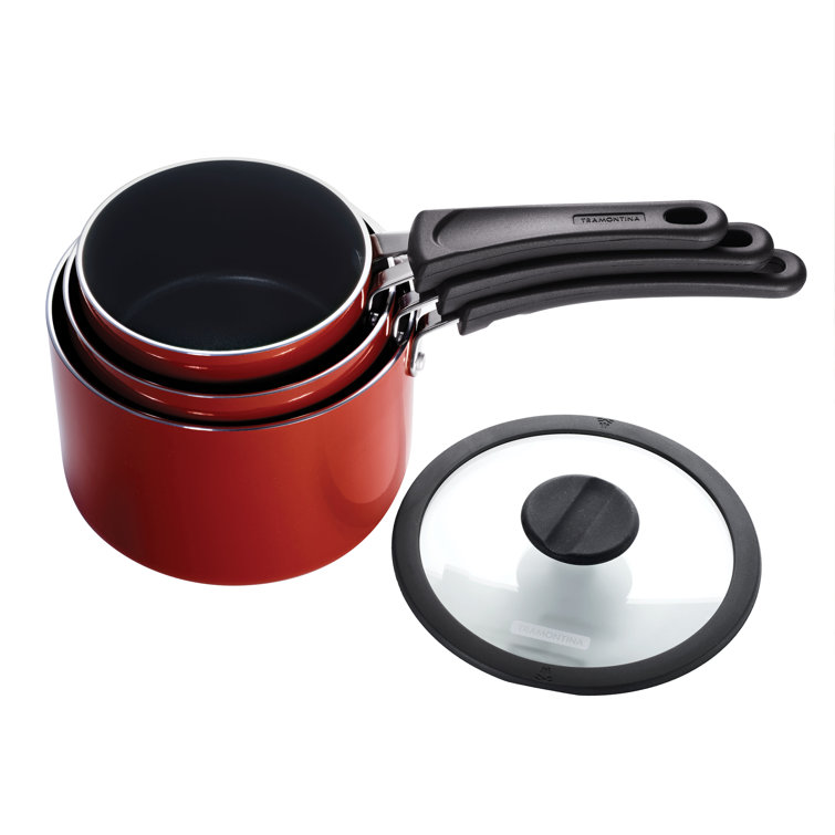 Tramontina Red Aluminum Non-Stick 6-Piece Nesting Cookware Set
