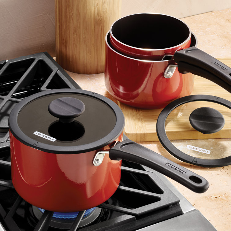 Tramontina Red Aluminum Non-Stick 6-Piece Nesting Cookware Set
