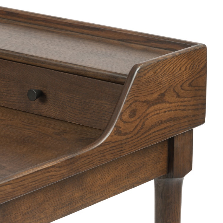 Contemporary Modern 48" Brown Solid Oak Home Office Desk with Drawers