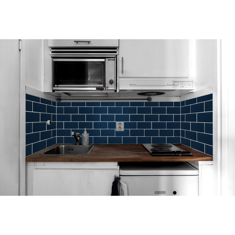 Denim Blue 3" x 6" Polished Glass Subway Tile