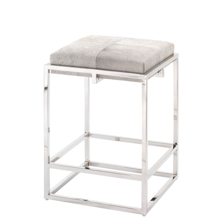 Shelby Gray Leather and Metal Counter Stool